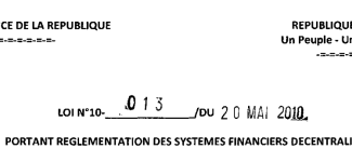 Loi N°10 013 du 20 05 2010