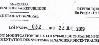 Loi portant réglementation des SFD au Mali